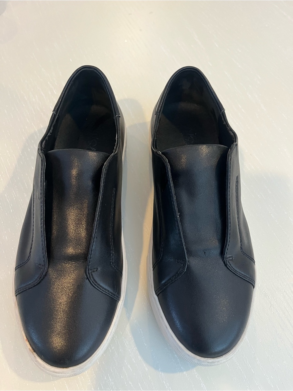J Slides Black Slip-On Leather Sneakers